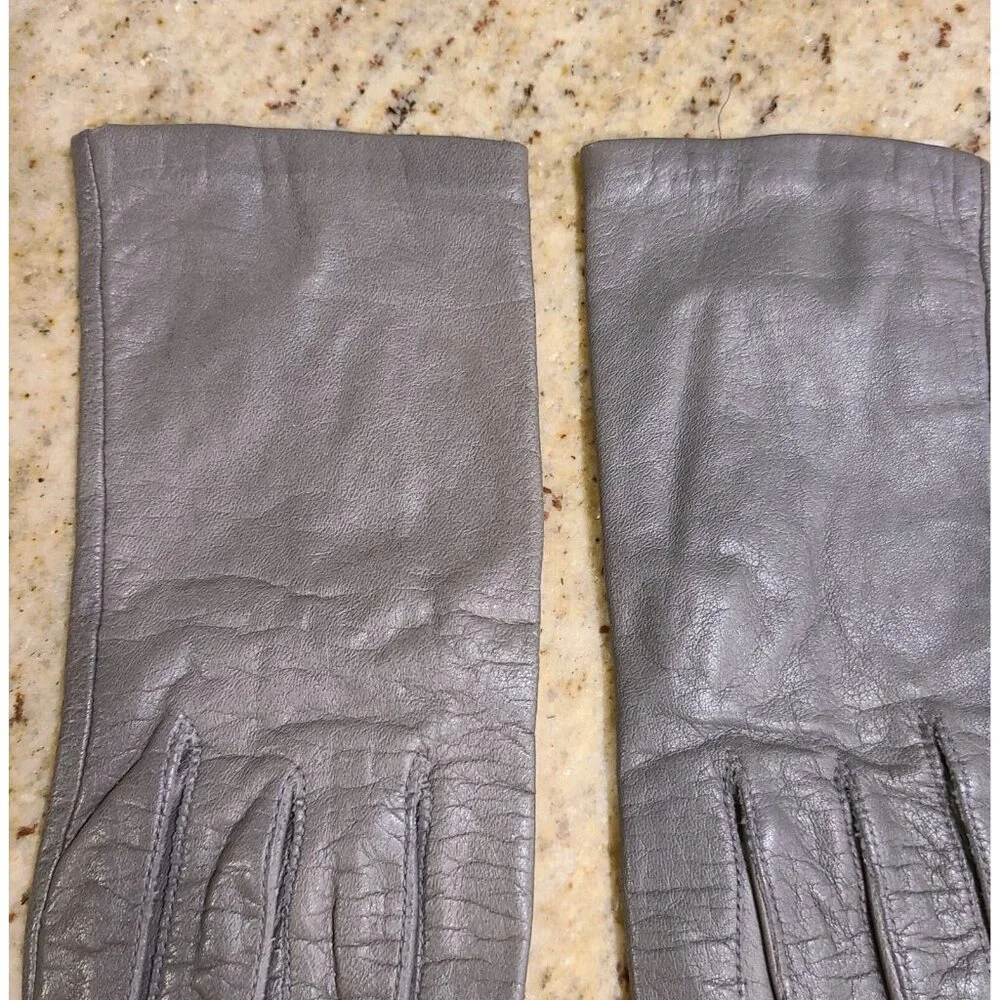 Vintage Size S 6.5 Gray Leather Lined 8